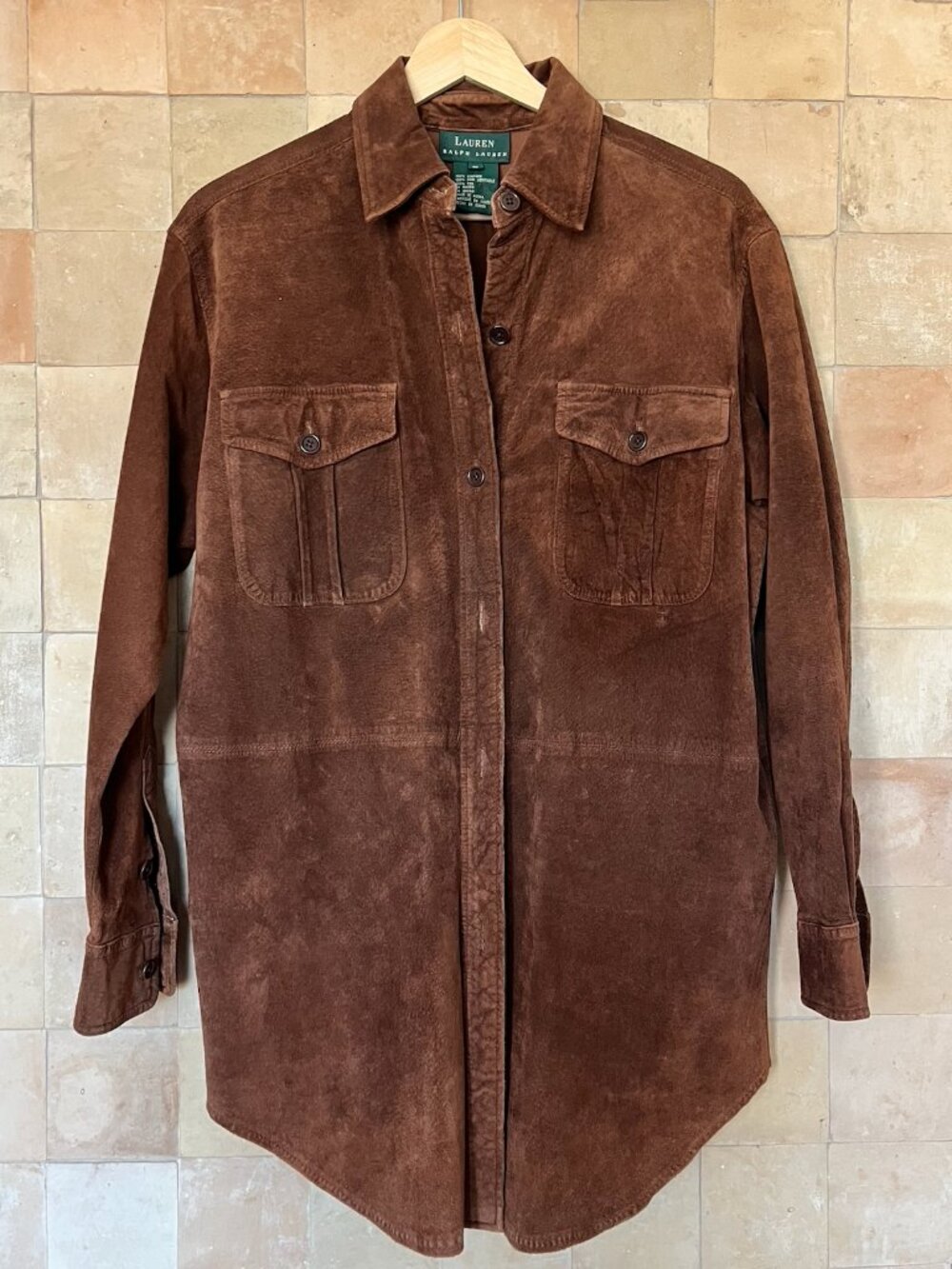 Ralph Lauren Cognac Suede Shirt/Shacket - Size S